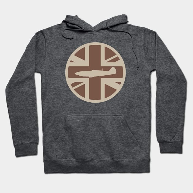 Supermarine Spitfire Union Jack Desert Patch Hoodie by Firemission45